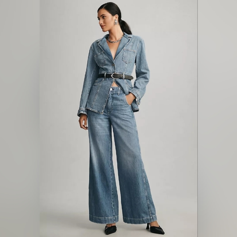 AMO Edith Wide Leg Trouser, High Rise, Size 28
